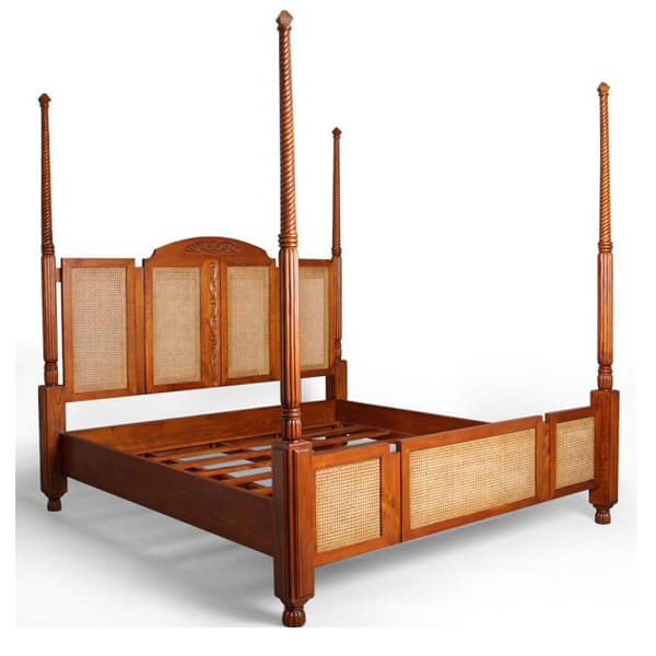 Antique Rattan Poster Bed